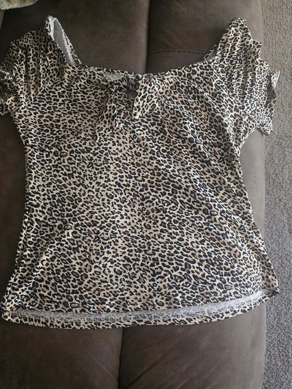 Leopard Print Blouse - Beige/Black